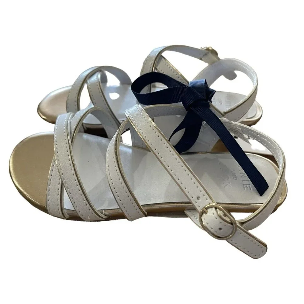 Janie And Jack Sandals Girls Size‎ 10 Strappy White Flat Buckle Party